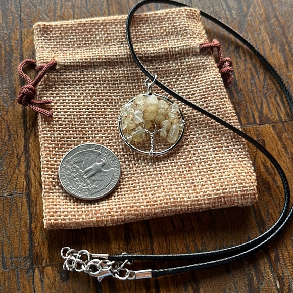 Citrine Necklace Tree Of Life Necklace Citrine Pendant Wire Wrapped Necklace - Picture 2 of 2